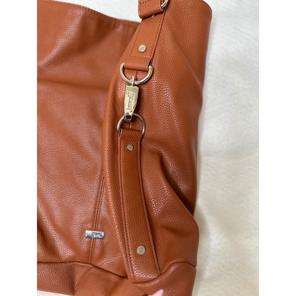 Jewell Hobo Bag Women Large Brown Pebbled Faux Leather Magnetic Good - Picture 4 of 8